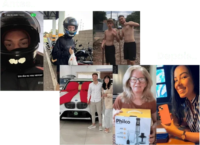 Antes e depois de alunos do FVA